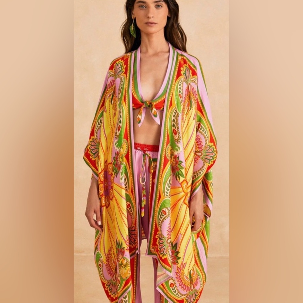 FARM Rio Beach Toucsn Floral Wrap Kimono